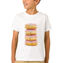 tower of pink donut characters kids t-shirt
