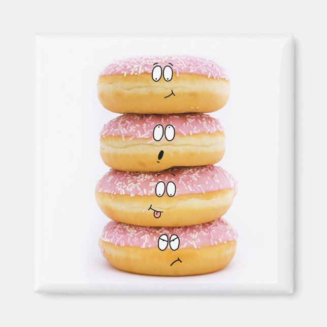 tower of pink donut characters magnet (Front)