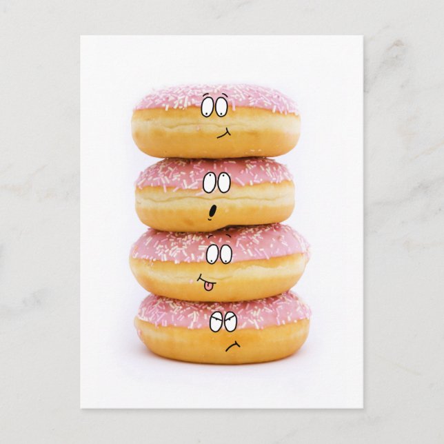 tower of pink doughnut characters postcard (Front)
