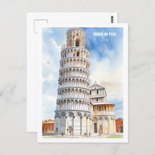 Tower of Pisa Italy Famous Travel Place Postcard