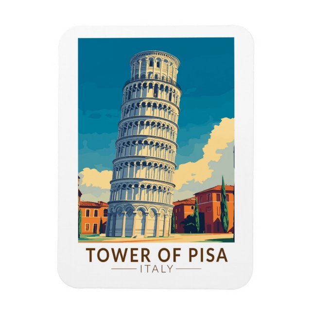 Tower of Pisa Italy Travel Art Vintage Magnet (Vertical)
