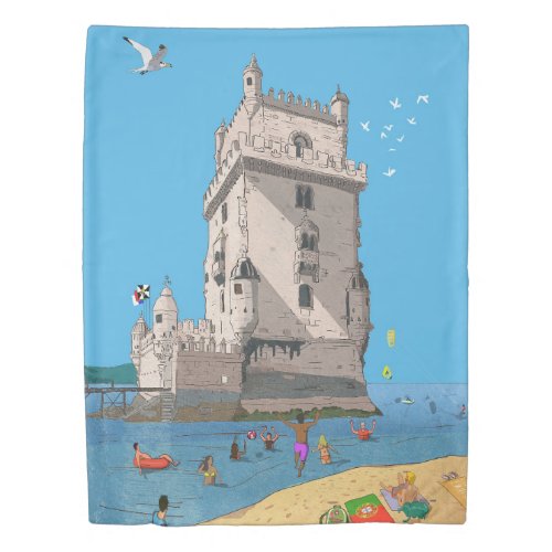 Tower of St Vincent Lisbon Portugal Illustration Duvet Cover