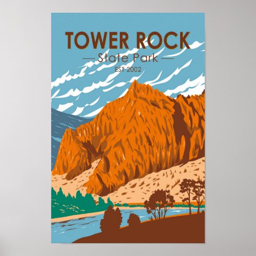 Tower Rock State Park Montana Vintage  Poster