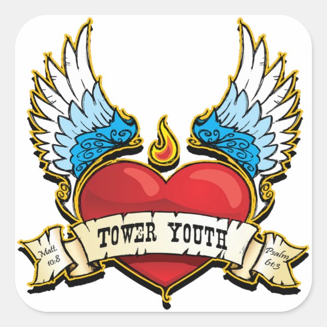 Tower Youth Heart Sticker squared (Front)
