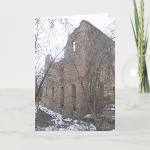 Towering Oxford Mill Ruins Christmas Card