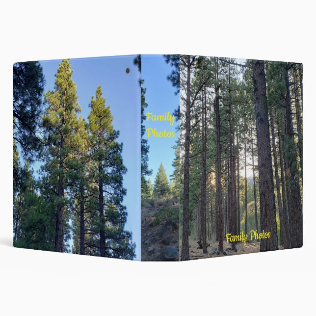 Towering Pine Trees Photo Titled Family Photos 3 Ring Binder (Background)