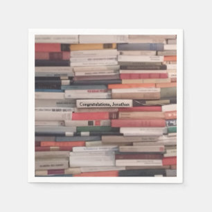 Towering Wall of Books Congratulations Custom Name Paper Napkins