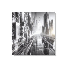 Towers of Tomorrow: A Black and White Metropolis