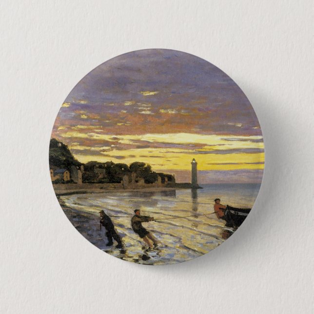 Towing a Boat, Honfleur Pinback Button (Front)
