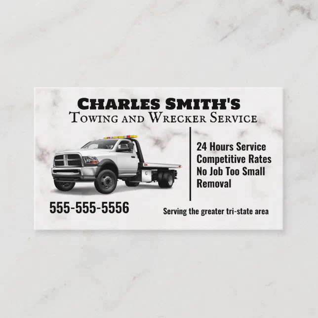 Towing and Wrecker Business Card | Zazzle