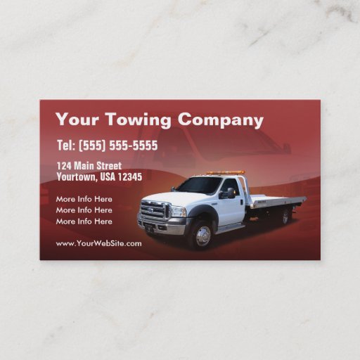 Customizable Towing Company white truck design Business Card Templates