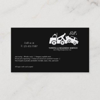 Towing Roadside Wrecker Service Business Card by Jamlanddesigns at Zazzle
