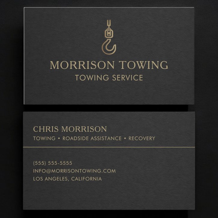 Towing Service Black Gold Business Card