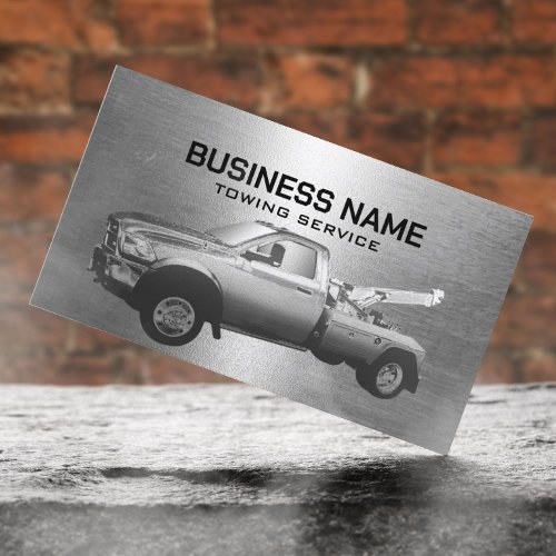 Towing Service Metallic Tow Truck Professional  Business Card