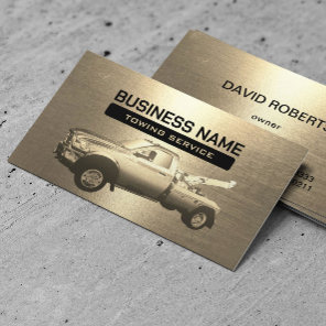 Towing Service Modern Gold Tow Truck Professional Business Card