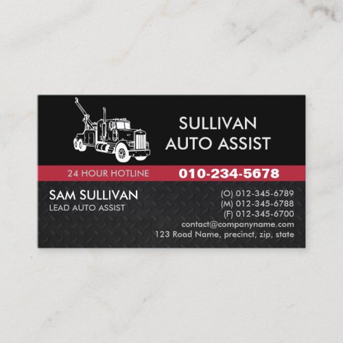 Towing Tow Truck Auto Assist Business Card