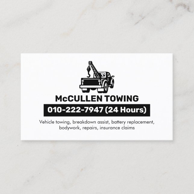 Towing Tow Truck Auto Assist Business Card (Front)