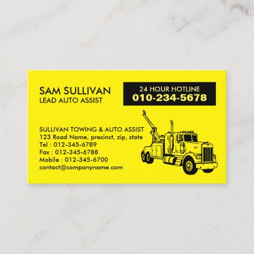 Towing Tow Truck Auto Assist Business Card