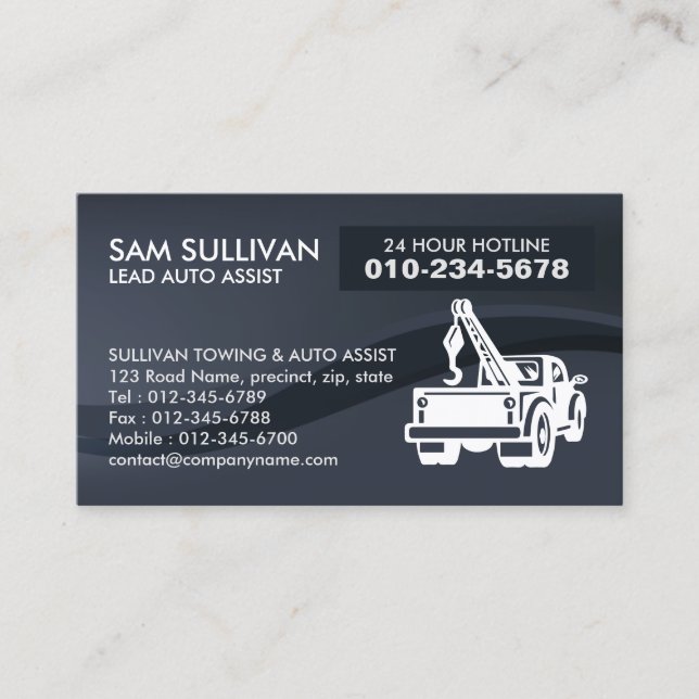 Towing Tow Truck Auto Assist Business Card (Front)