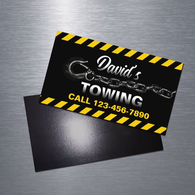 Towing Truck Car Hauling Service Business Card Magnet (Creator Uploaded)