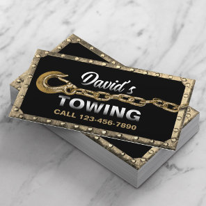 Towing Truck Car Hauling Service Gold Framed Business Card