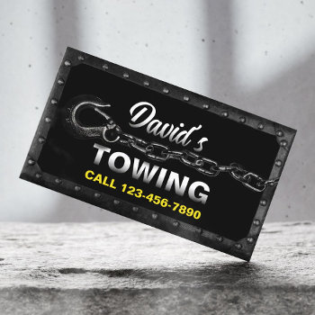 Towing Truck Car Hauling Service Metal Framed Business Card by cardfactory at Zazzle