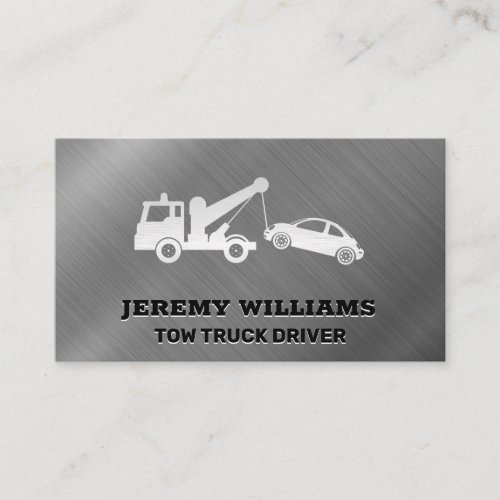 Towing Vehicle  Metallic Brushed Background Business Card