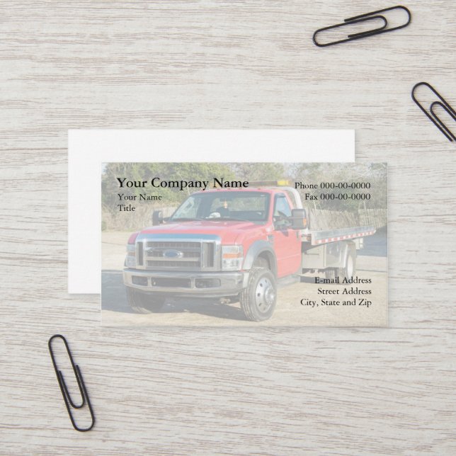 Towing Wrecker Business Card (Front/Back In Situ)