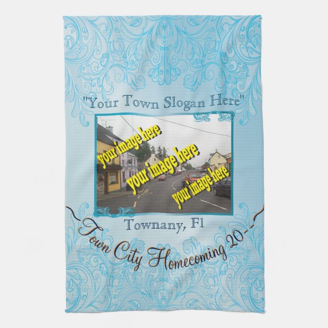 Town City Homecoming Aquamarine Commemorative Towel (Vertical)