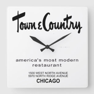 Town & Country Restaurants, Chicago, IL Square Wall Clock