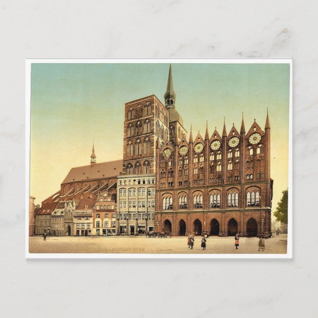 Town hall and St. Nicholas Church, Stralsund, Pomm Postcard (Front)