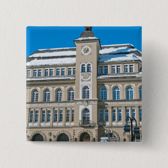 Town Hall in St Moritz, Switzerland Button (Front)