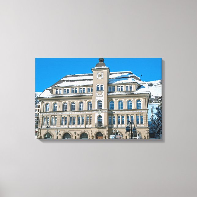 Town Hall in St Moritz, Switzerland Canvas Print (Front)