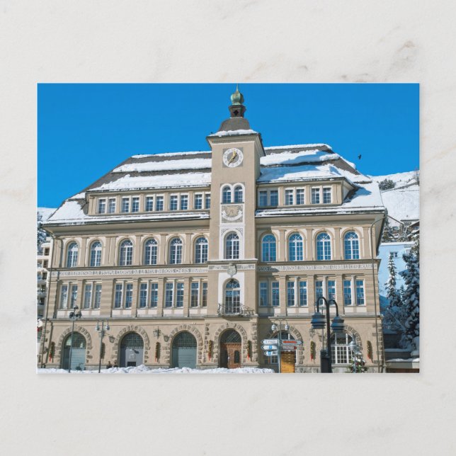 Town Hall in St Moritz, Switzerland Postcard (Front)