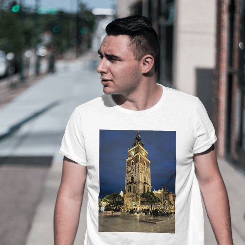 Town Hall Tower Krakow Poland Night T_Shirt