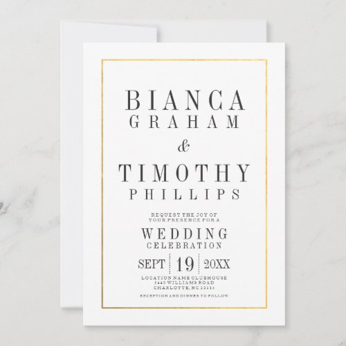Town Hall Typography Wedding Celebration Invite