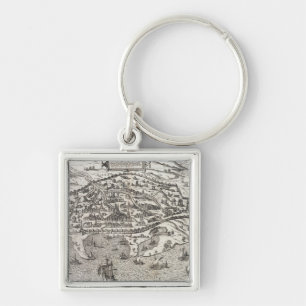 Town map of Alexandria in Egypt, c.1625 (engraving Keychain
