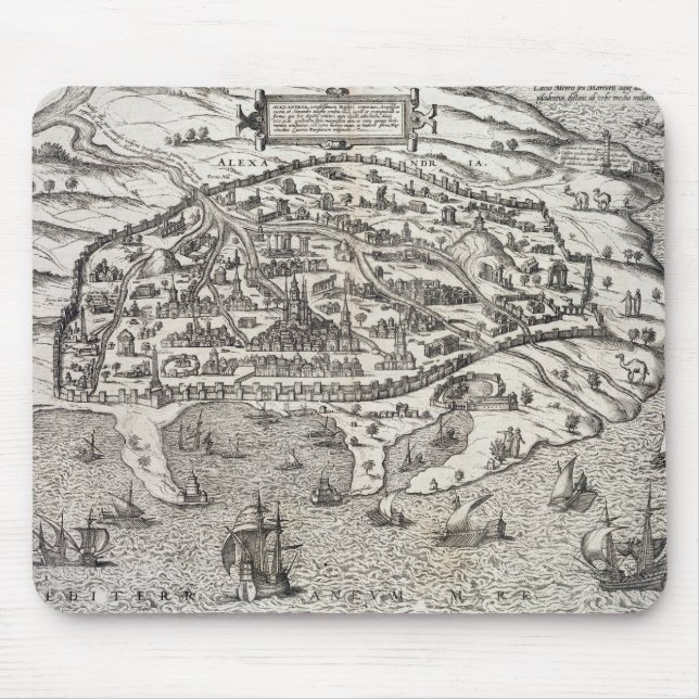 Town map of Alexandria in Egypt, c.1625 (engraving Mouse Pad (Front)