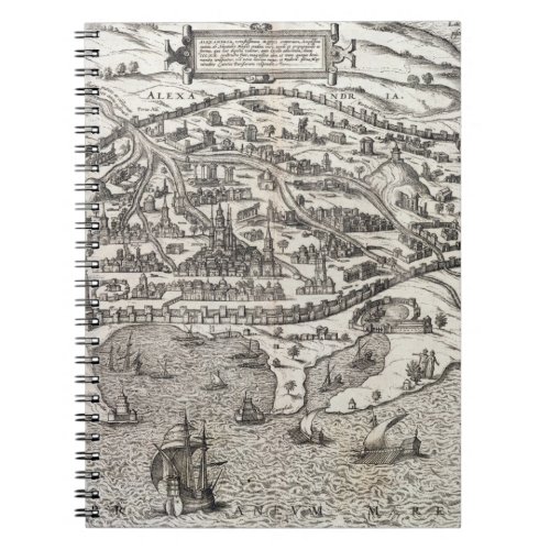 Town map of Alexandria in Egypt c1625 engraving Notebook