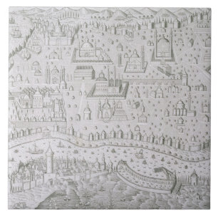 Town map of Constantinople, Turkey, c.1650 (engrav Ceramic Tile