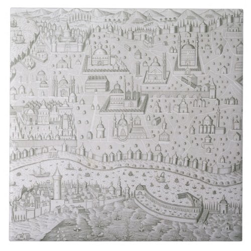 Town map of Constantinople Turkey c1650 engrav Ceramic Tile