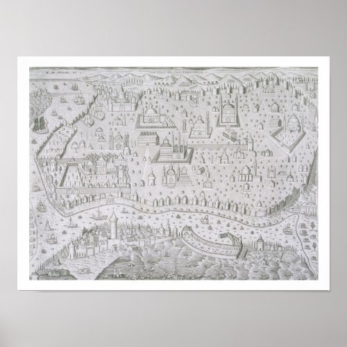 Town map of Constantinople Turkey c1650 engrav Poster
