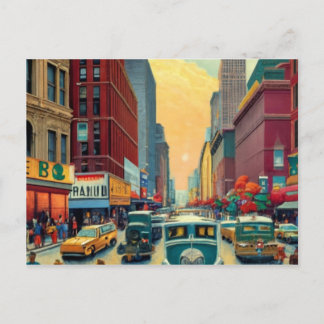 Town new york holiday postcard