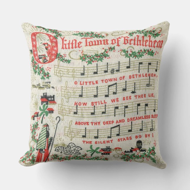 Town of bethlehem song Vintage Christmas Throw Pillow (Front)