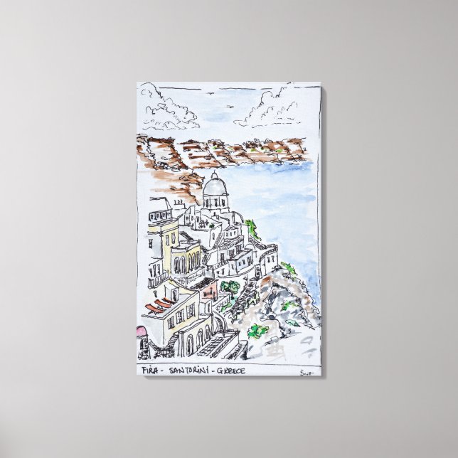 Town of Fira | Island of Santorini, Greece Canvas Print (Front)