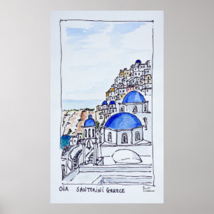Town of Oia Island of Santorini, Greece Poster