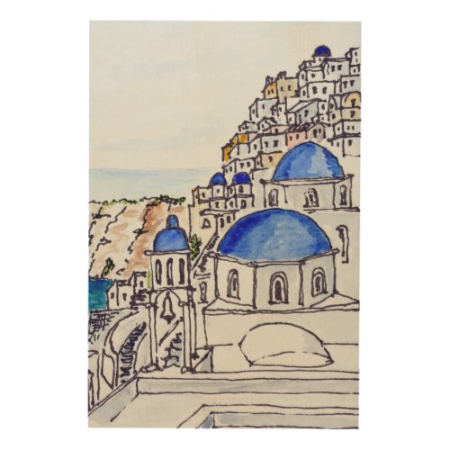 Town of Oia  Island of Santorini Greece Wood Wall Art