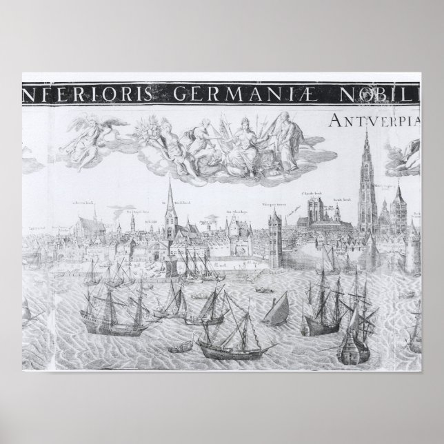 Town Plan of Antwerp, 1549 Poster (Front)