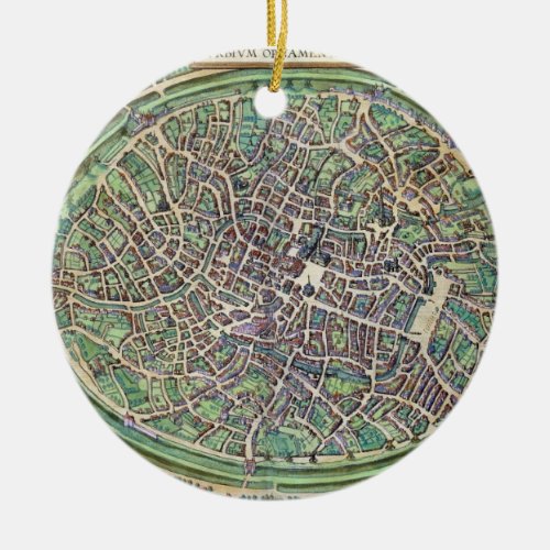 Town Plan of Bruges from Civitates Orbis Terraru Ceramic Ornament
