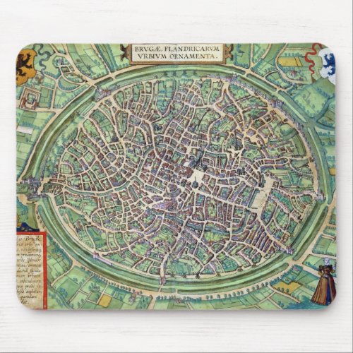 Town Plan of Bruges from Civitates Orbis Terraru Mouse Pad